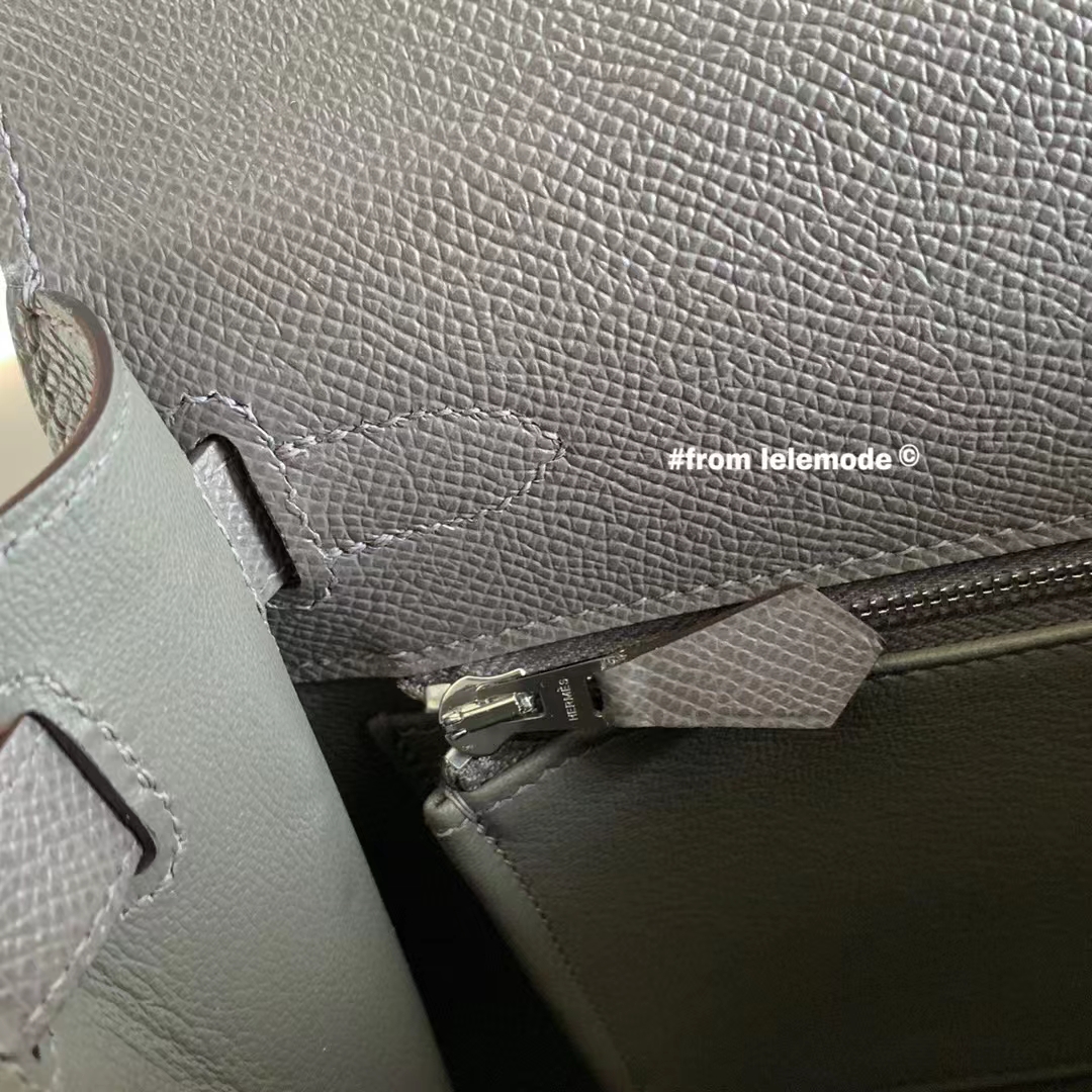 Hermès（爱马仕）Kelly 凯莉包 28cm 锡器灰 8F 原厂Epsom皮 银扣 全手缝