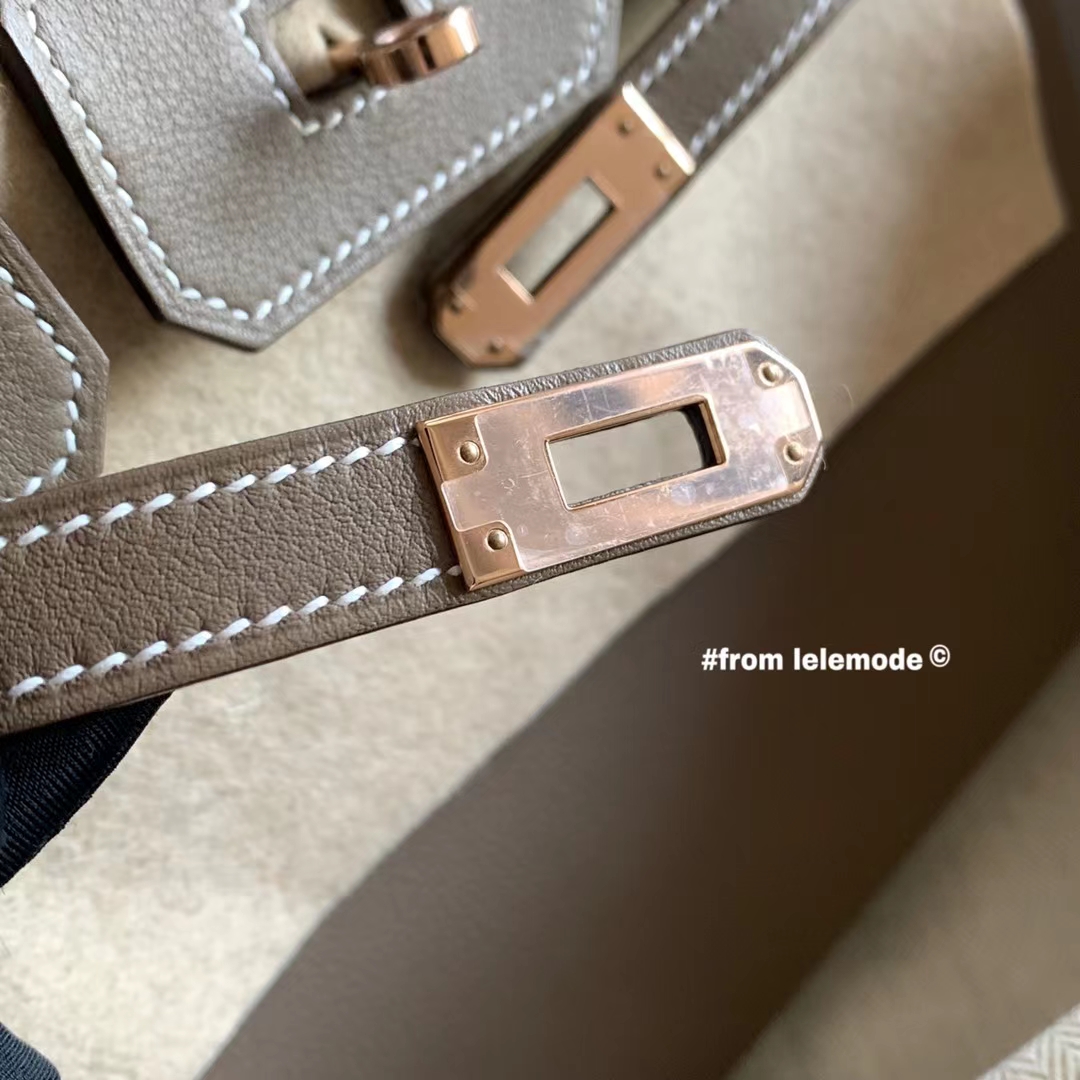 Hermès（爱马仕）铂金包 BK 25cm 经典色 大象灰 CK18 原厂Swift皮 玫瑰金扣 纯手缝