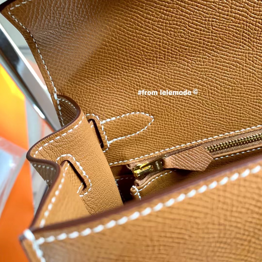 Hermès（爱马仕）Kelly 凯莉包 28cm 浅咖啡 金棕色 GOLD 原厂Epsom皮 金扣 纯手缝