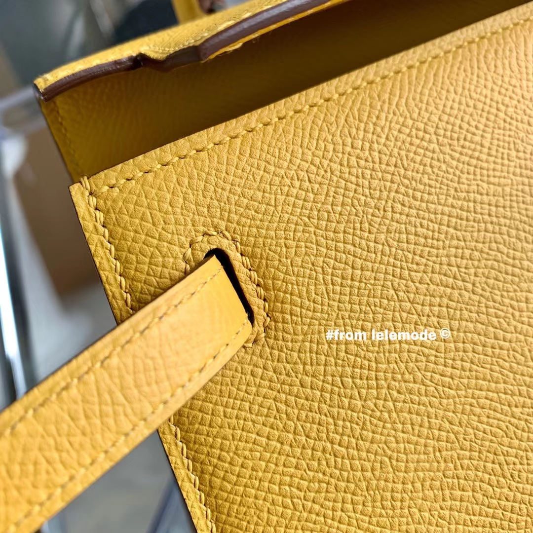 Hermès（爱马仕）KELLY 凯莉包 全手缝 琥珀黄 色号9D 银扣 原厂Epsom皮 25cm