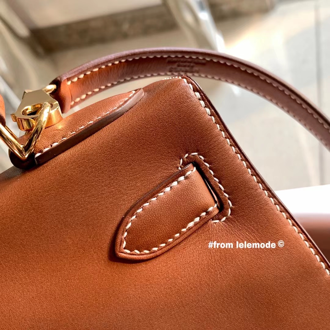 Hermès（爱马仕）Kelly 凯莉包 28cm Barenia natural 马鞍皮 34 Fauve 棕色