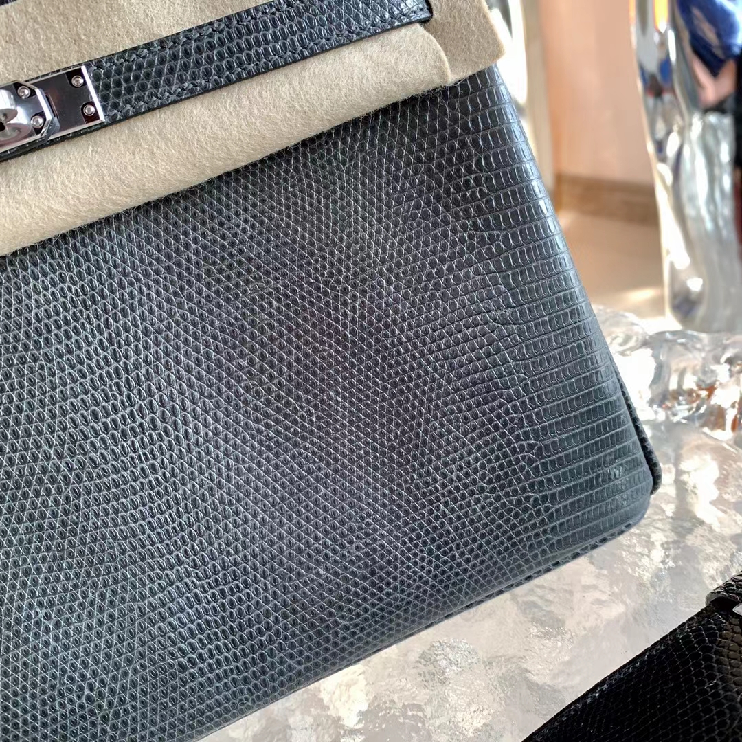 Hermès（爱马仕）Birkin 铂金包 8F 锡器灰 原厂KK印尼蜥蜴皮 25cm 全手缝