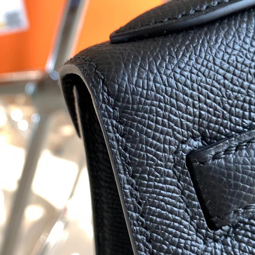 Hermès（爱马仕）Kelly 凯莉包 黑色 Nior 金扣 原厂Epsom皮 28cm 全手缝